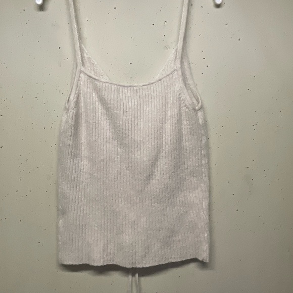 American eagle cropped lace up ribbed sweater tank size medium cream - Picture 3 of 3